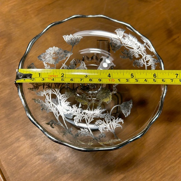 New Martinsville Viking Oval Vase & Compote Silver Flowers of Flanders Poppies - Picture 15 of 15